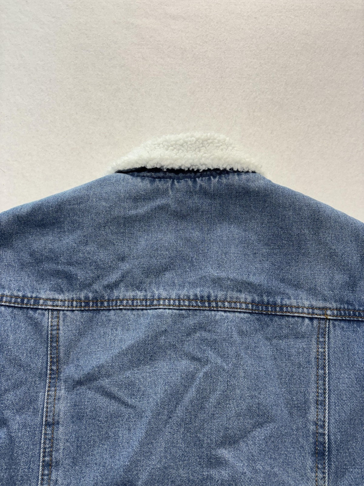 CI SONO Sherpa Lined Denim Jacket Juniors S Blue DJK939 Mid Length Trucker Coat