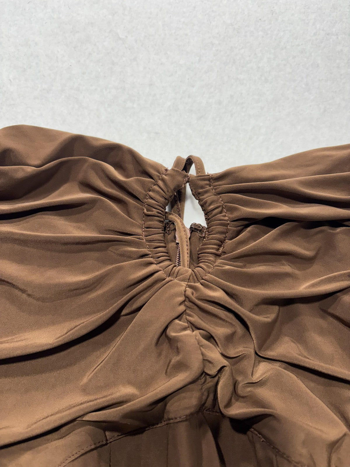 RACHEL Rachel Roy Dress Womens Small Brown Strapless Ruched Jersey Maxi