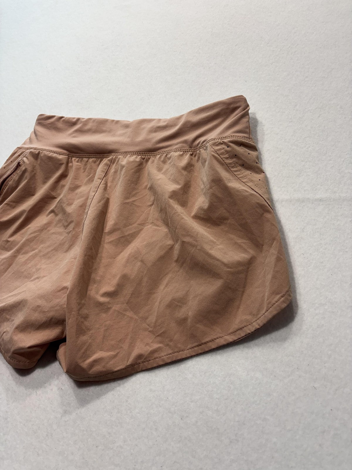 Nike Running Shorts Womens Medium Brown Dri-FIT Lined Zip Pocket Lightweight