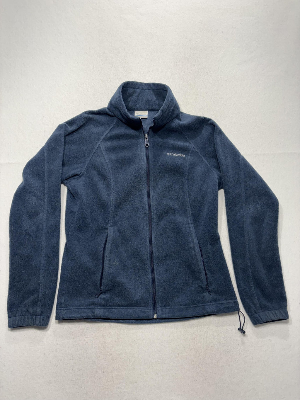 Columbia Jacket Womens M Blue Fleece Full Zip Stand Collar Pockets Outdoor