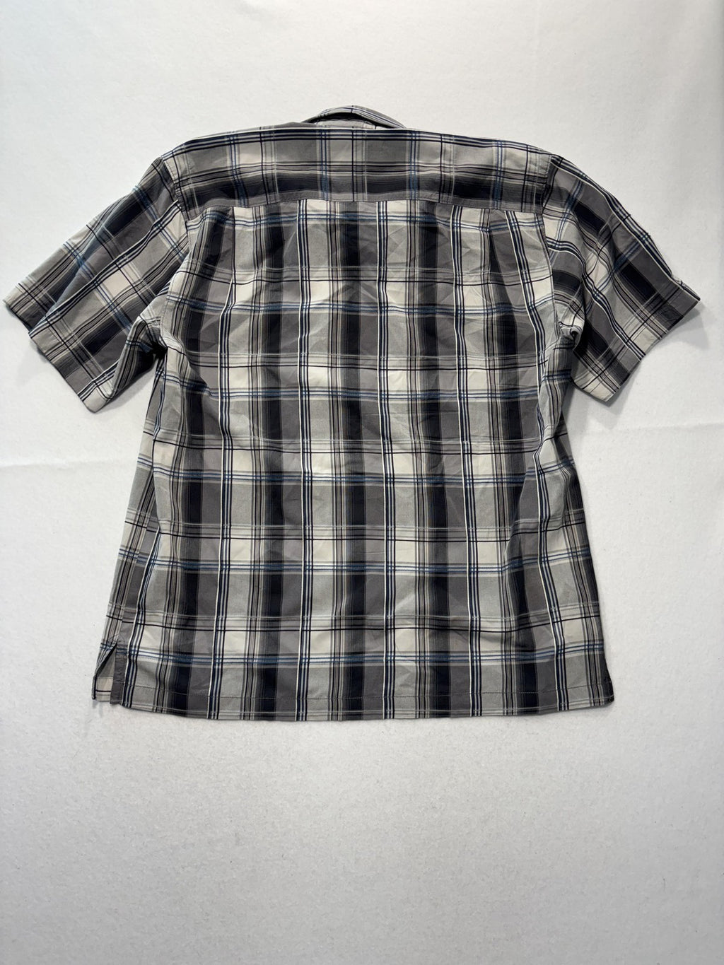 Tommy Bahama Shirt Mens Large Gray Plaid Silk Short Sleeve Button Up Casual