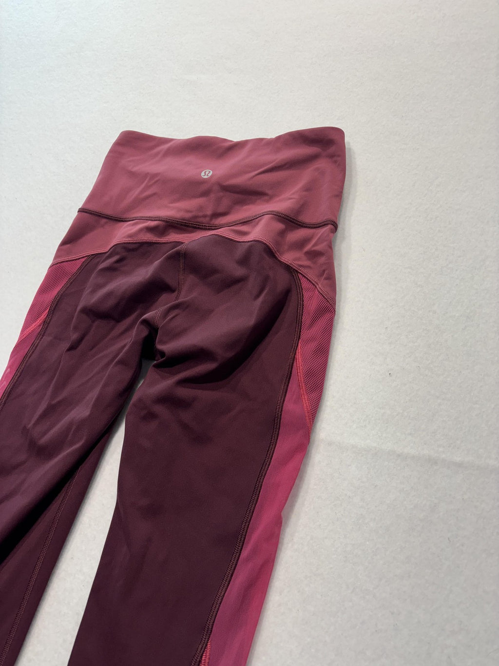 Lululemon Leggings Womens 4 Red Colorblock High Rise Crop 23.5" Inseam Stretch