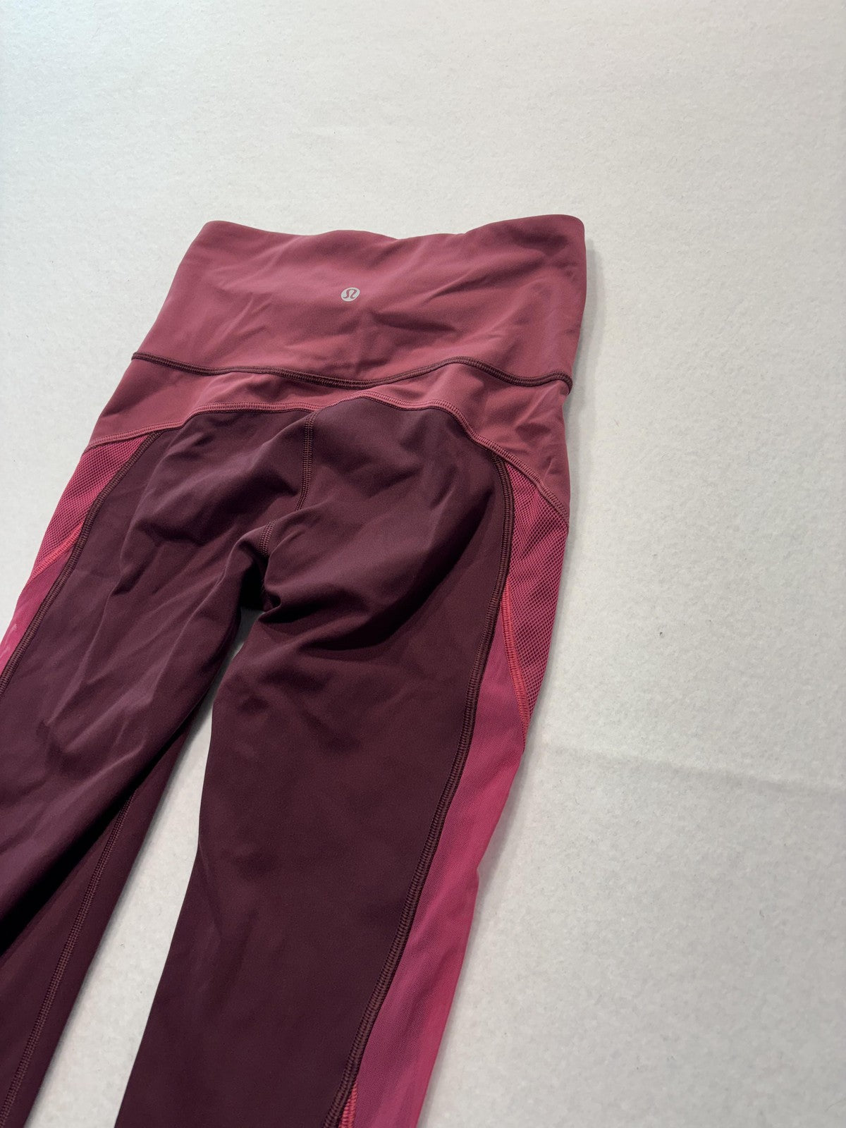 Lululemon Leggings Womens 4 Red Colorblock High Rise Crop 23.5" Inseam Stretch
