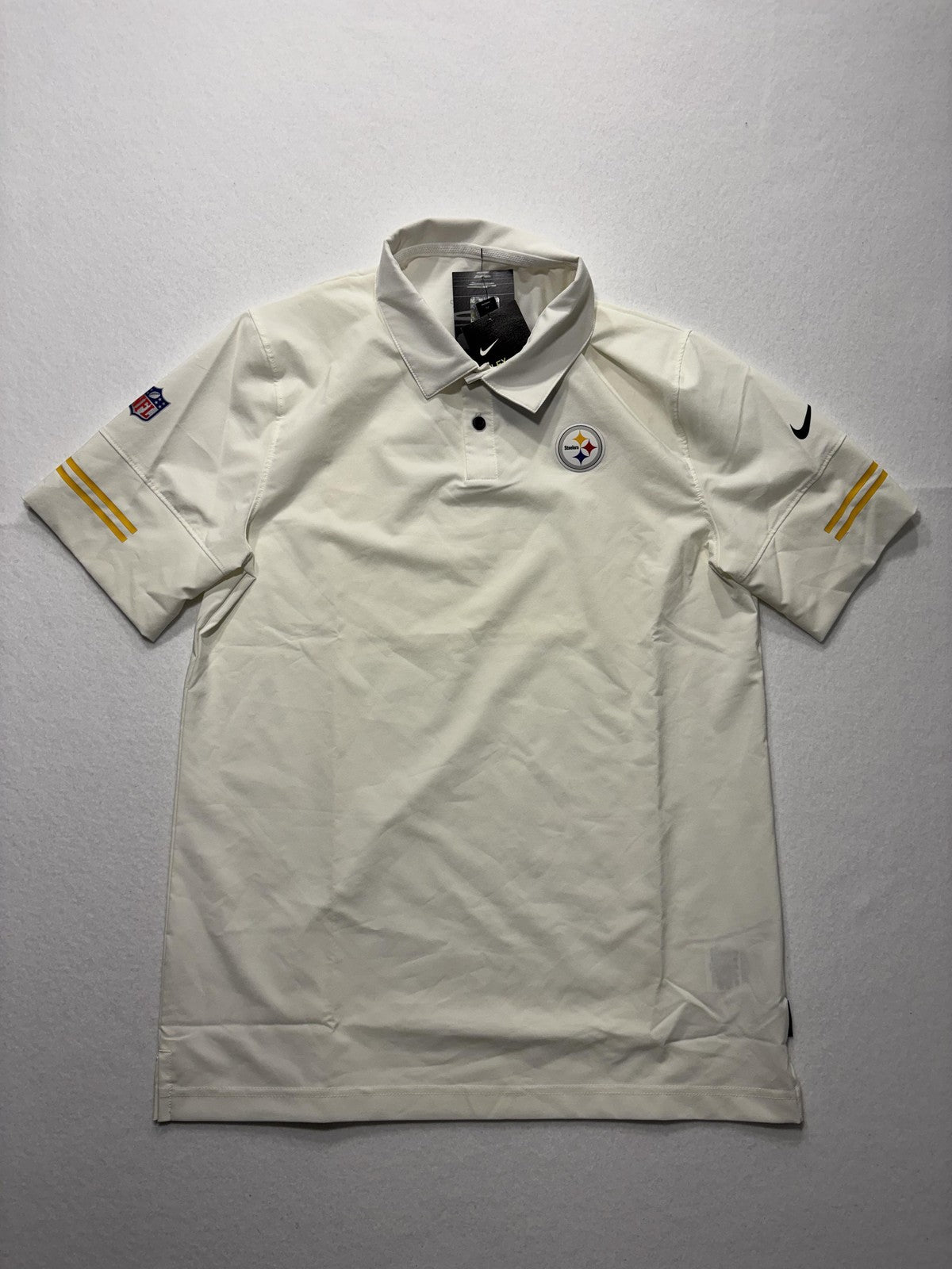 Pittsburgh Steelers Polo Shirt Mens Medium White NFL Football Nike Dri Fit