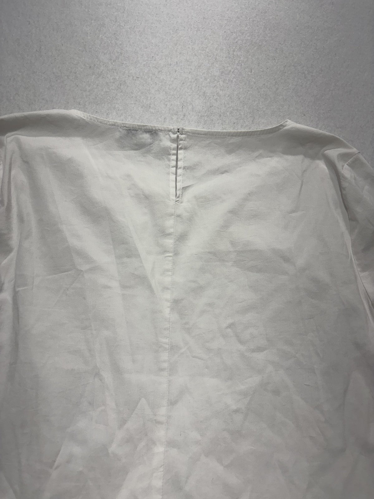 Halston Blouse Womens XL White Scoop Neck 3/4 Ruffle Bell Sleeve Zip Back Top