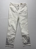Chico's Jeans Womens 6 White Paisley Stretch Girlfriend Slim Ankle Raw Hem