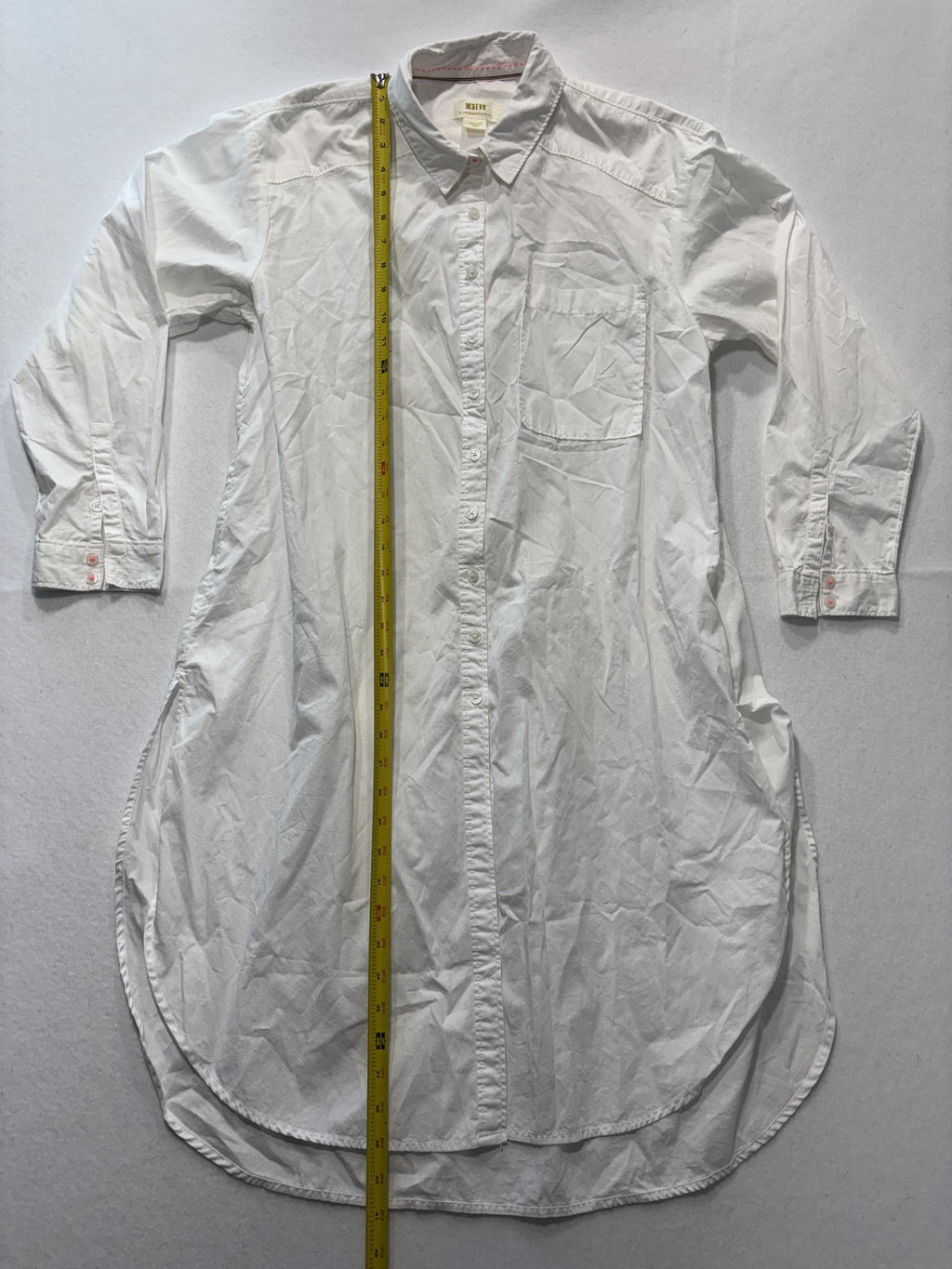 Maeve Shirt Dress Womens Medium White Collared Button Front Cotton Anthropologie