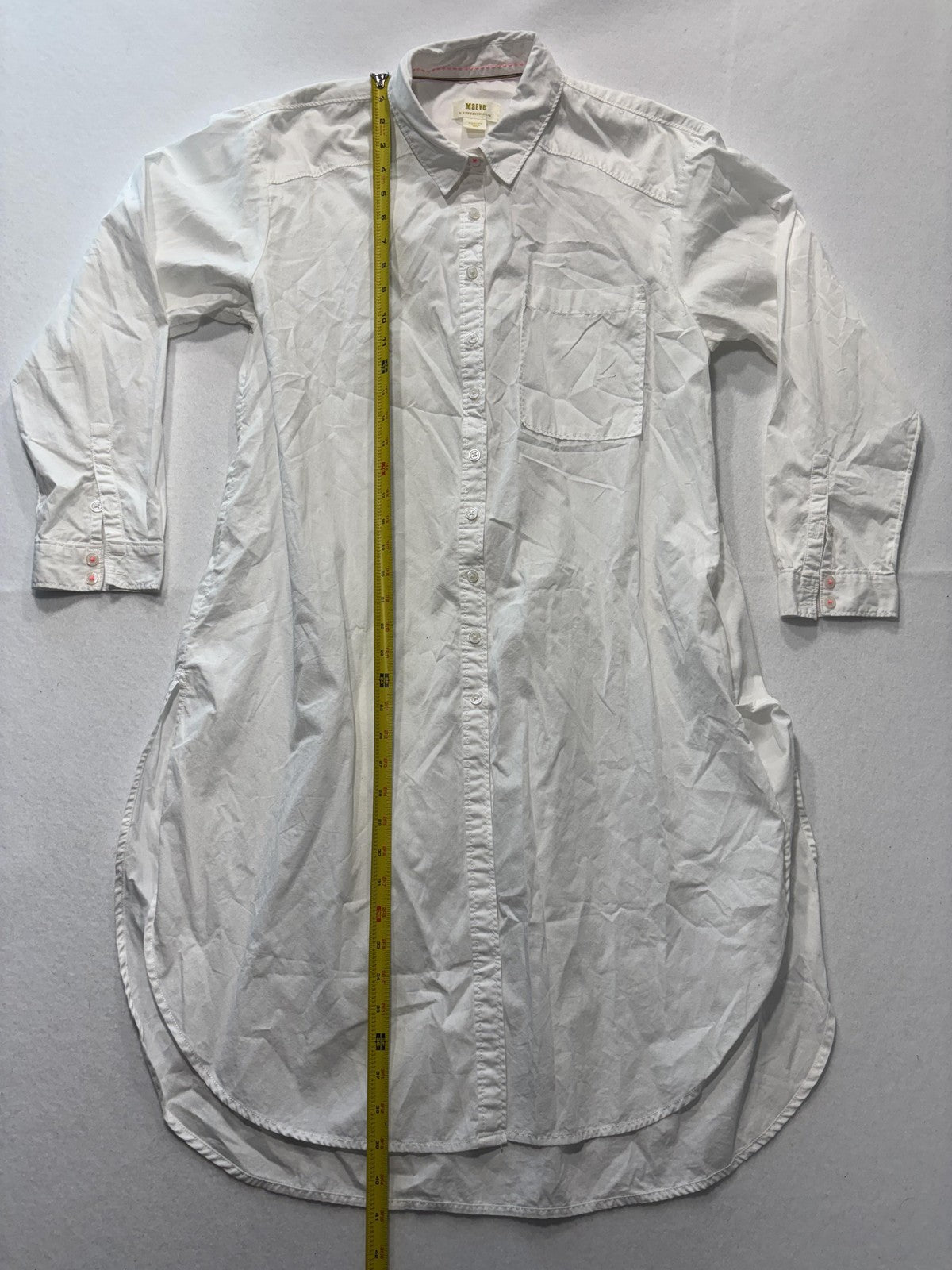 Maeve Shirt Dress Womens Medium White Collared Button Front Cotton Anthropologie