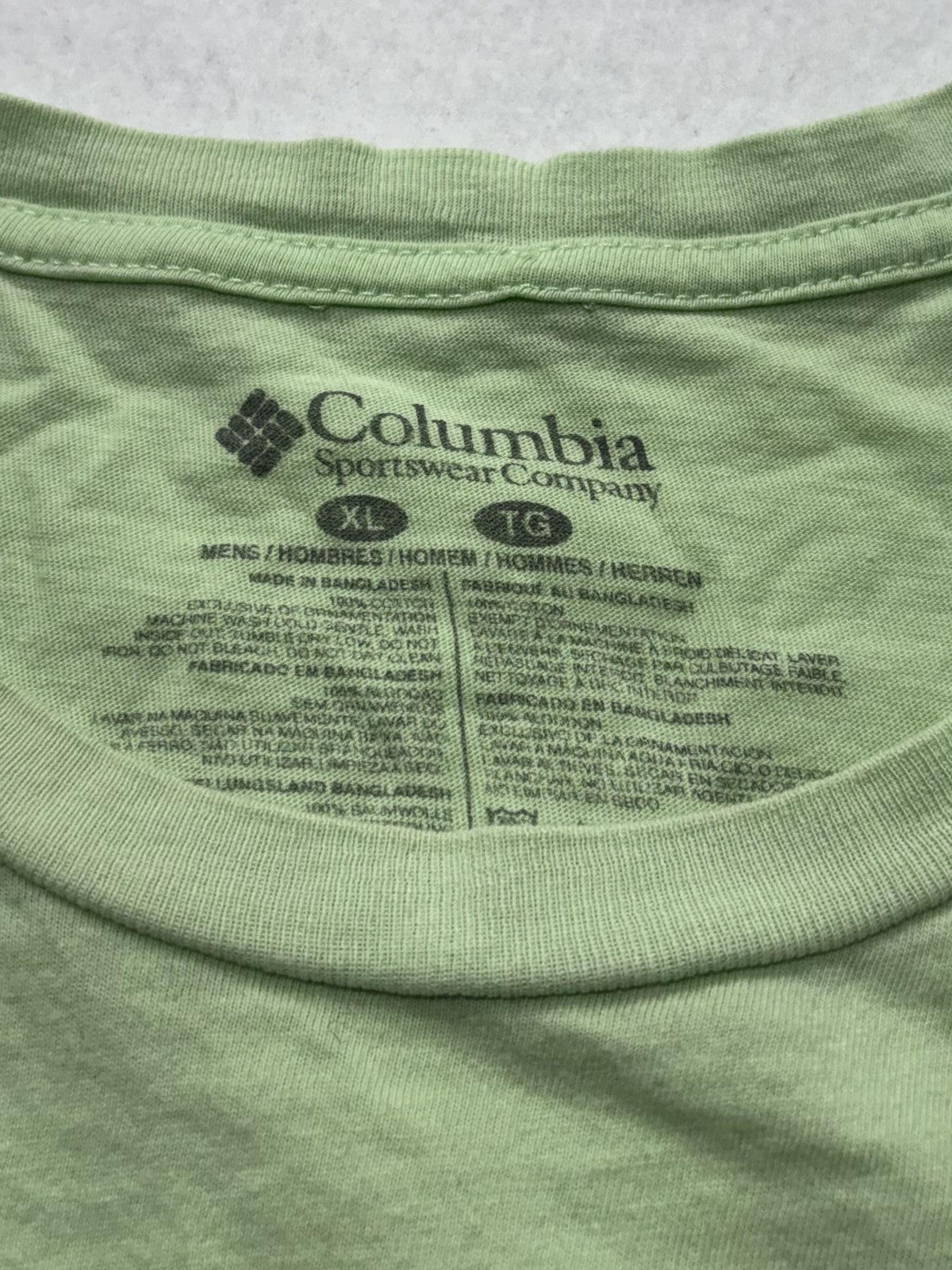 Columbia PFG Shirt Mens XL Green Graphic Tee Short Sleeve Fishing Cotton Outdoor