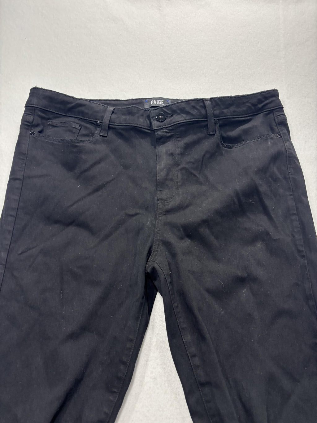 Paige Hoxton Ankle Jeans Womens 34 Black Wash Slim Stretch Distressed 34x28.5