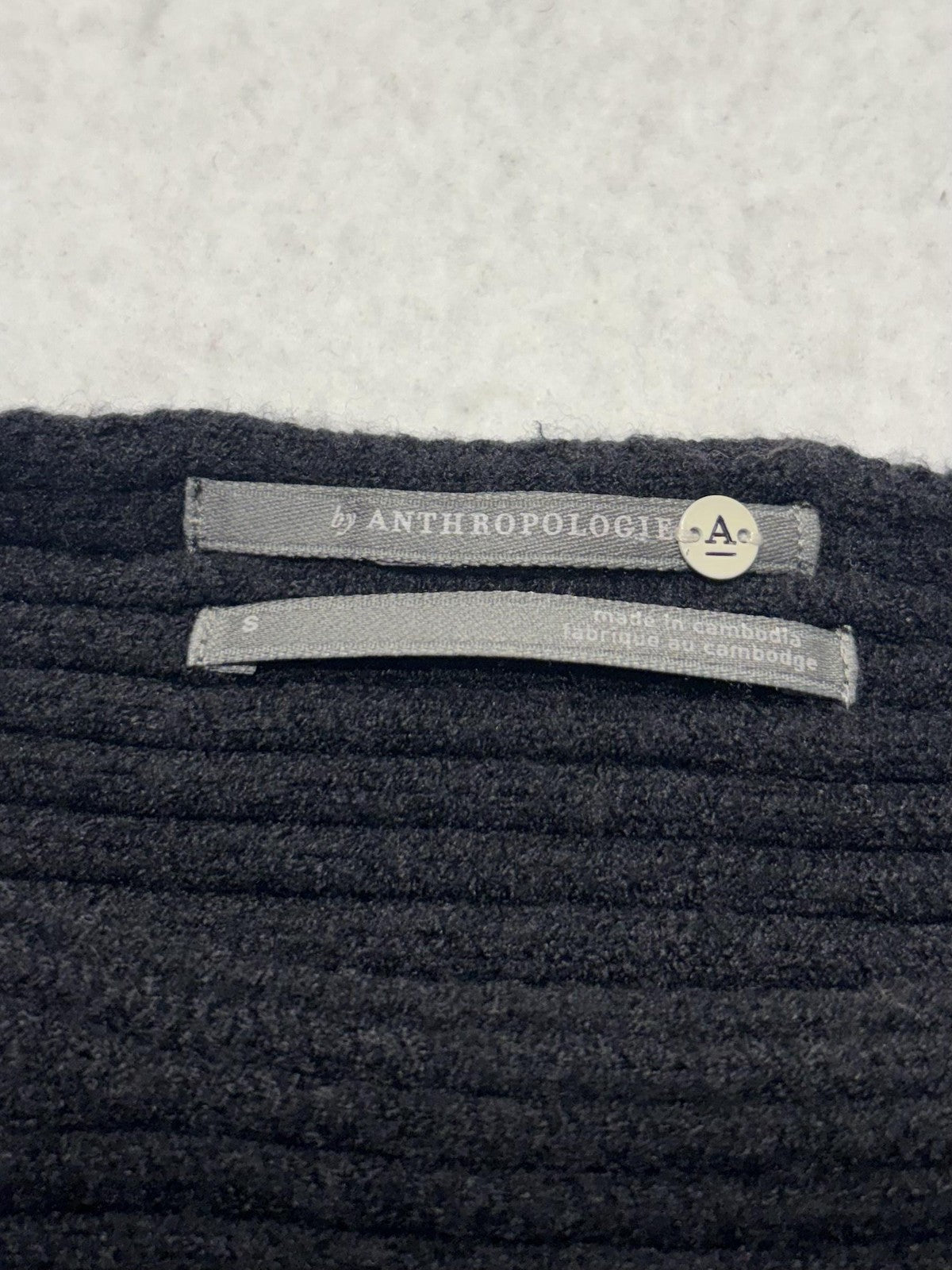 Anthropologie Sweater Womens Small Black Boat Neck Dolman Knit Pullover Relaxed