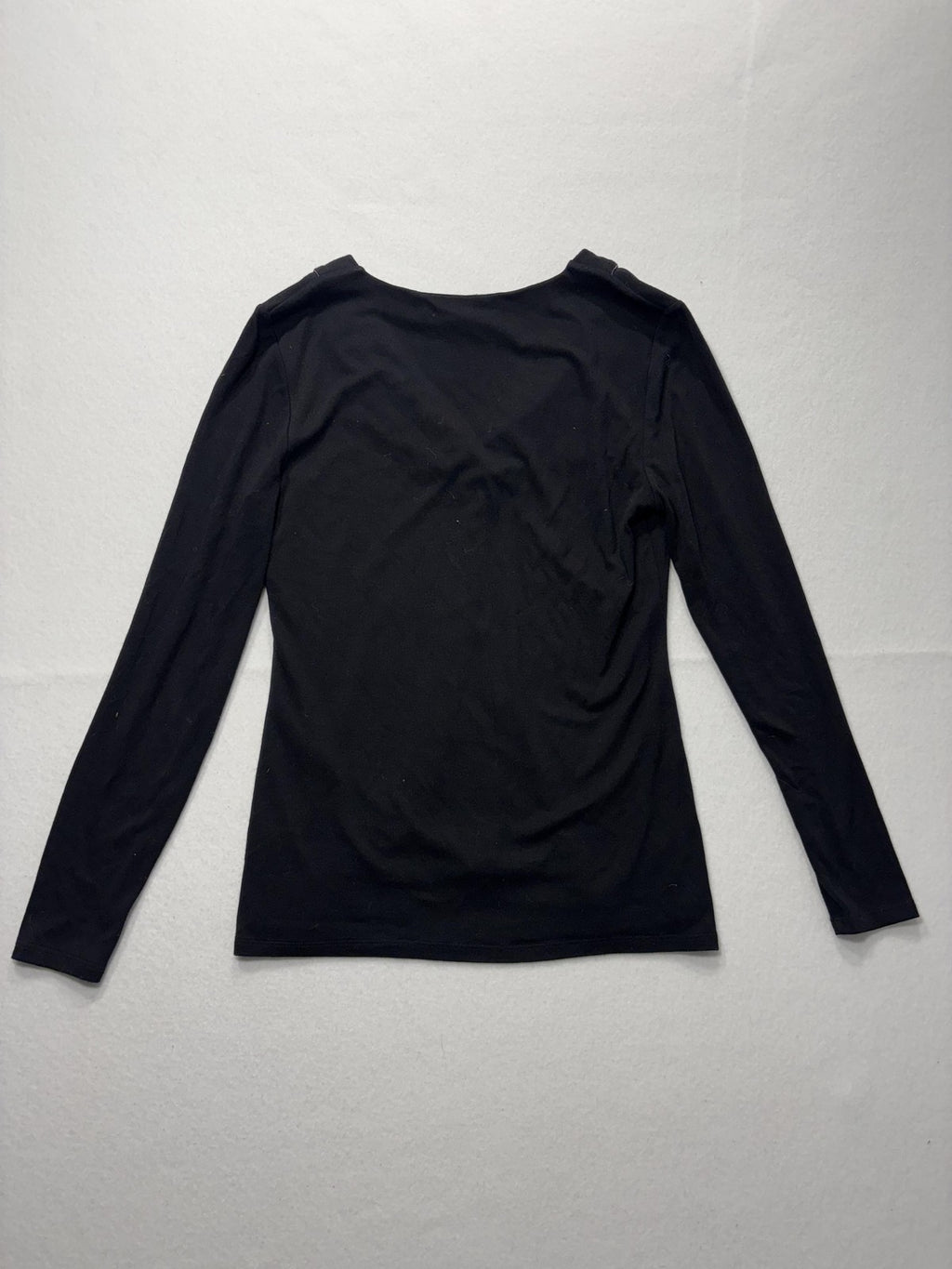 White House Black Market Shirt Womens XS Black Deep V Neck Long Sleeve Jersey