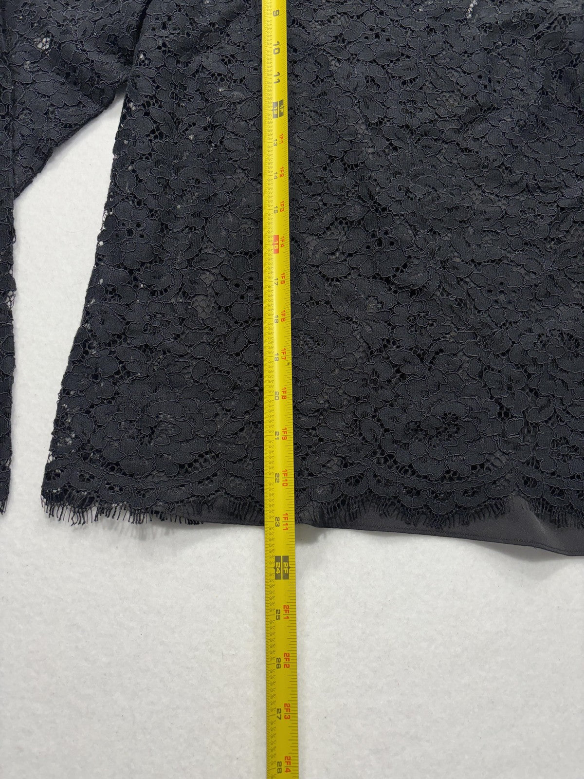 J.Crew Blouse Womens 6 Black Lace Mock Neck Long Sleeve Lined Sheer Party Top