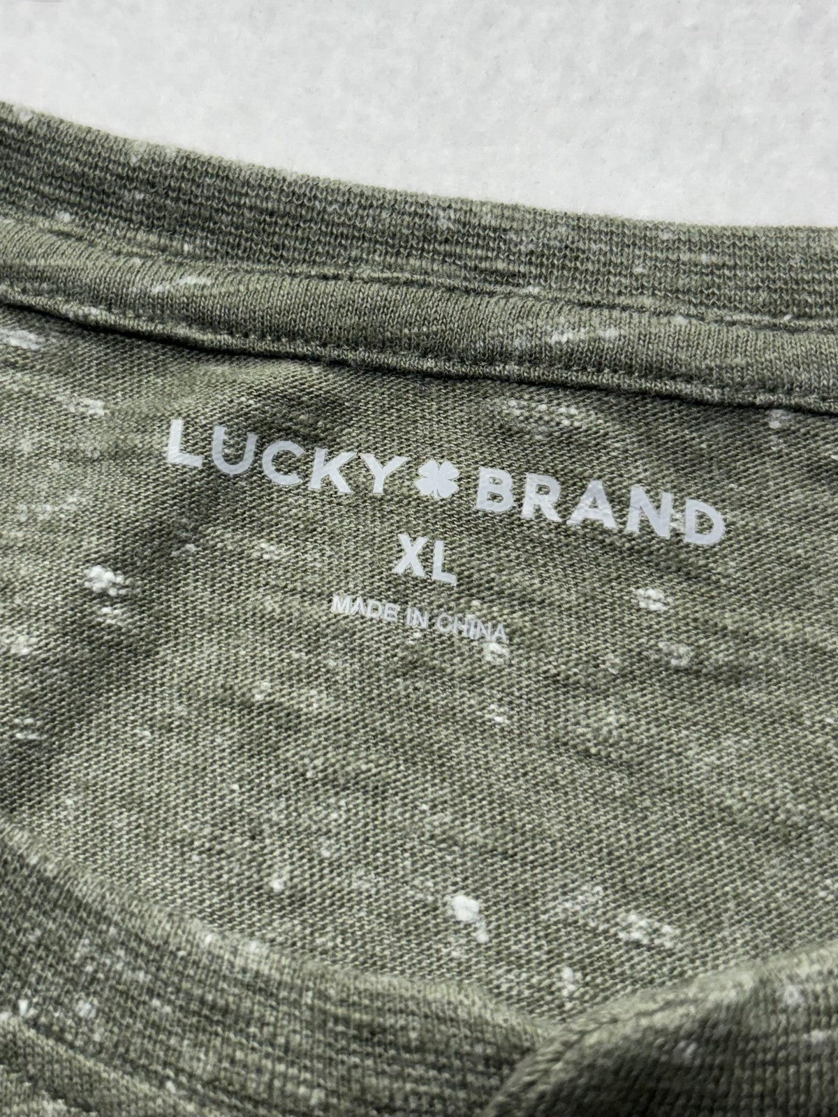 Lucky Brand Shirt Mens XL Green Slub Henley Short Sleeve Lightweight Jersey Tee