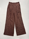 Abercrombie & Fitch Dress Pants Womens XS Short Brown Linen Wide Leg Pull On