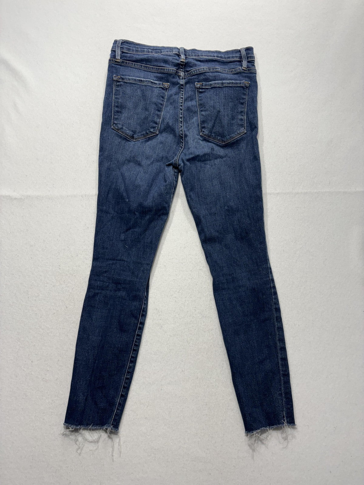 FRAME Ali High Rise Cigarette Jeans Womens 28 Blue Medium Wash Raw Hem 28x27