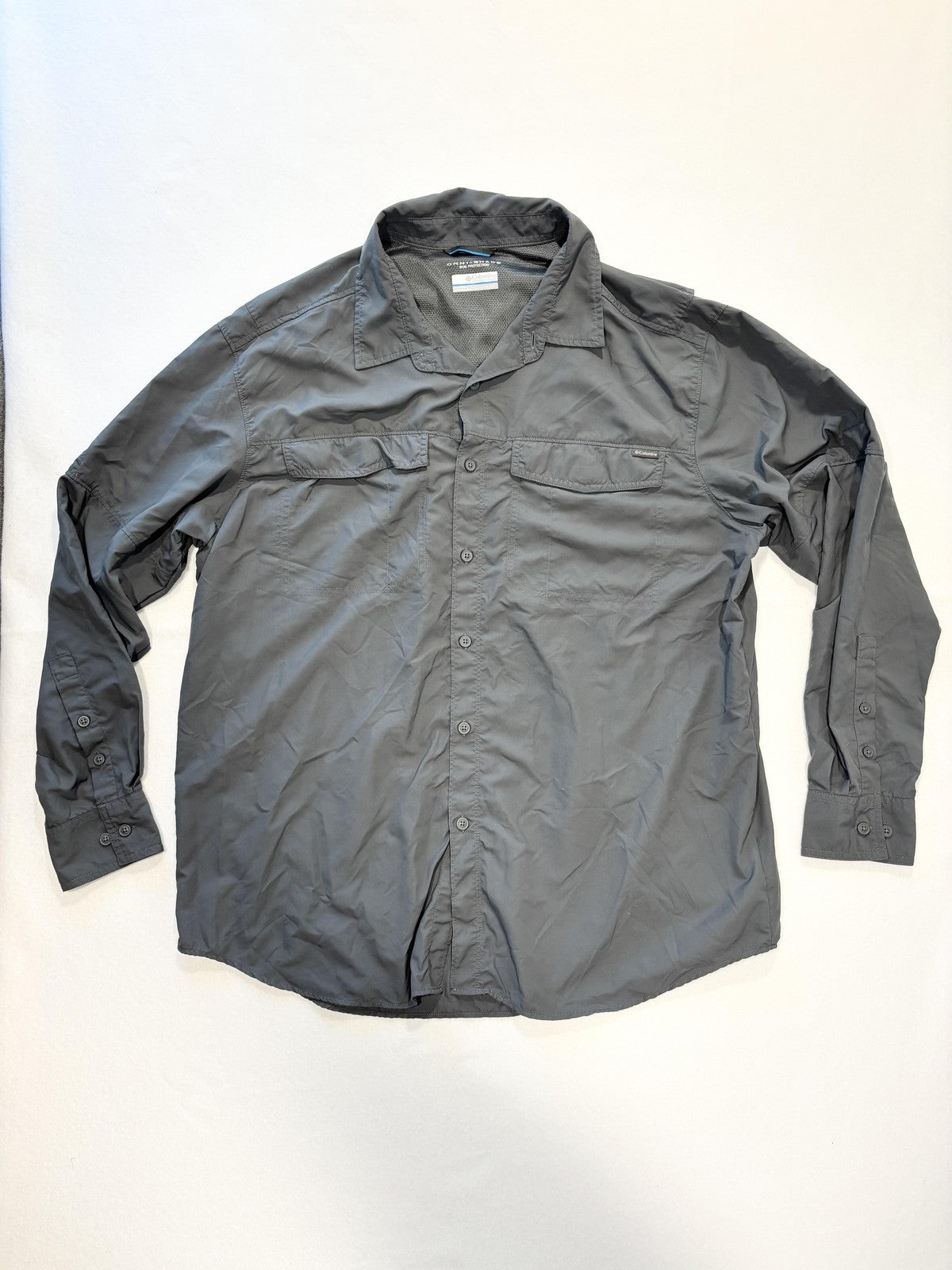 Columbia Shirt Mens Big 1X Gray Omni-Shade Sun Protection Fishing Lightweight