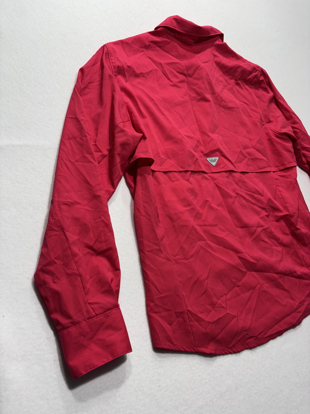 Columbia PFG Shirt Mens Large Red Long Sleeve Fishing Button Up Vented