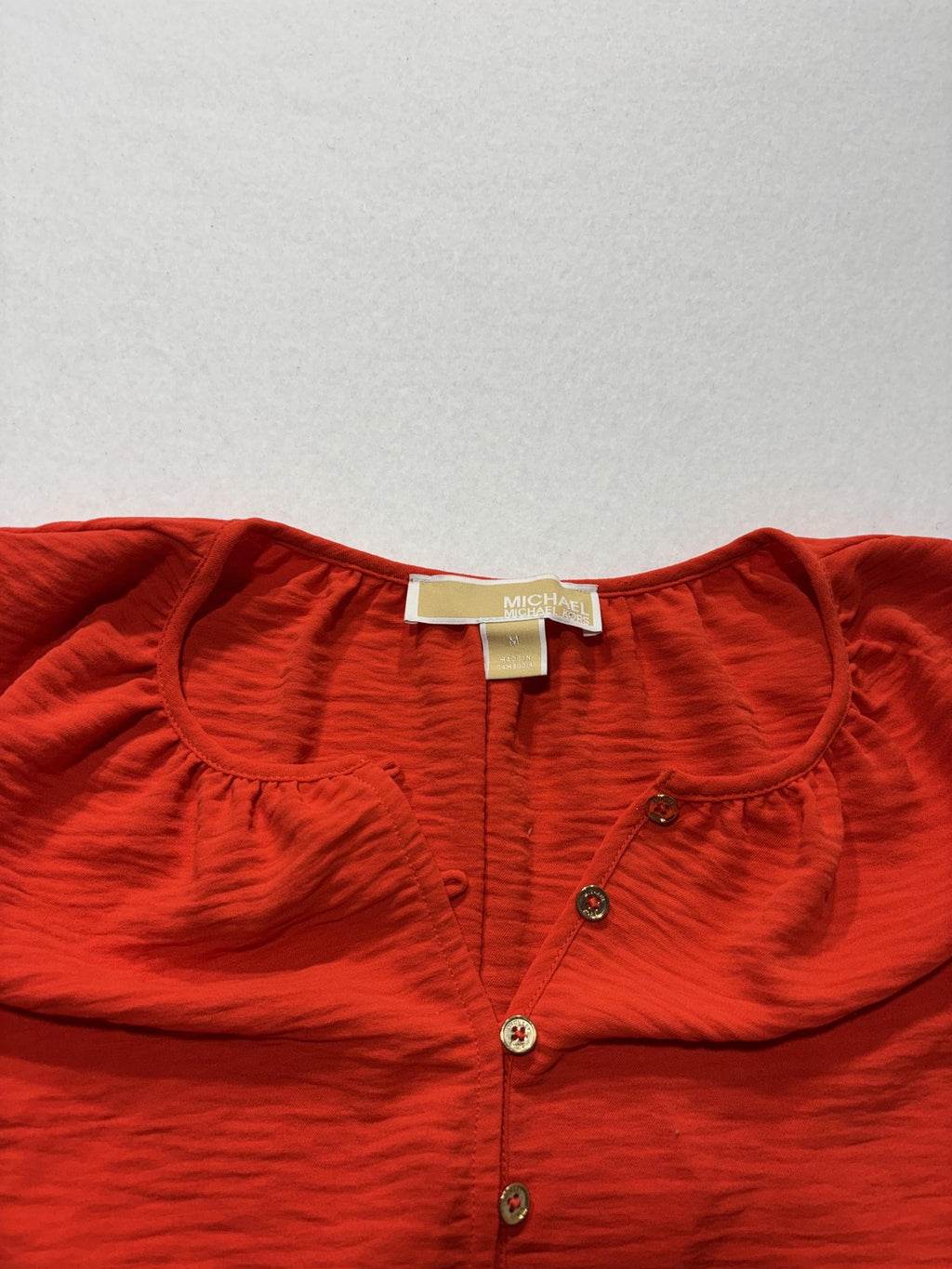 MICHAEL Michael Kors Tank Womens Medium Red Henley Sleeveless Basic Jersey Top