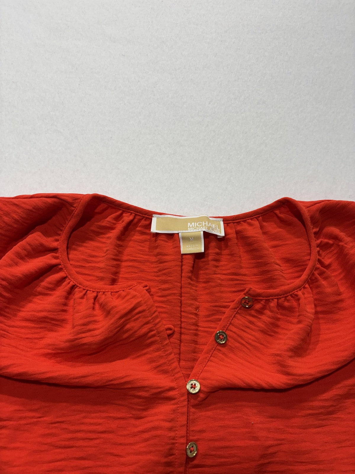 MICHAEL Michael Kors Tank Womens Medium Red Henley Sleeveless Basic Jersey Top