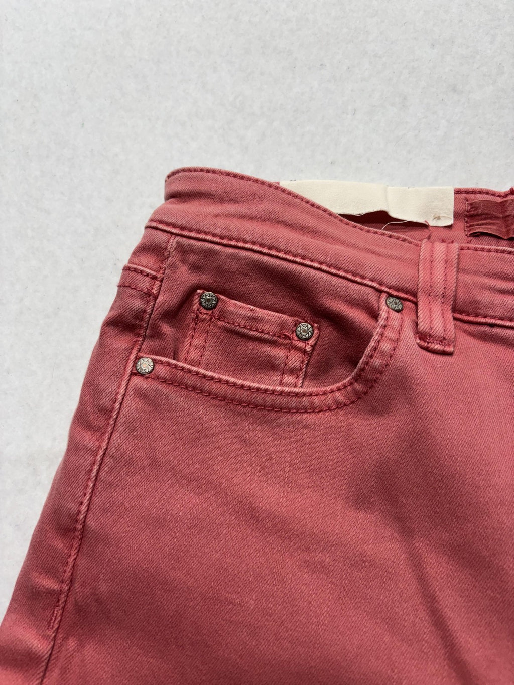 NIC+ZOE Jeans Womens 25 Red Mid Rise Straight Denim NZ Logo 5 Pocket 25x28.5