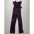Express Jumpsuit Womens XS Purple Sequin V Neck Wide Leg Sleeveless 19938189 NEW