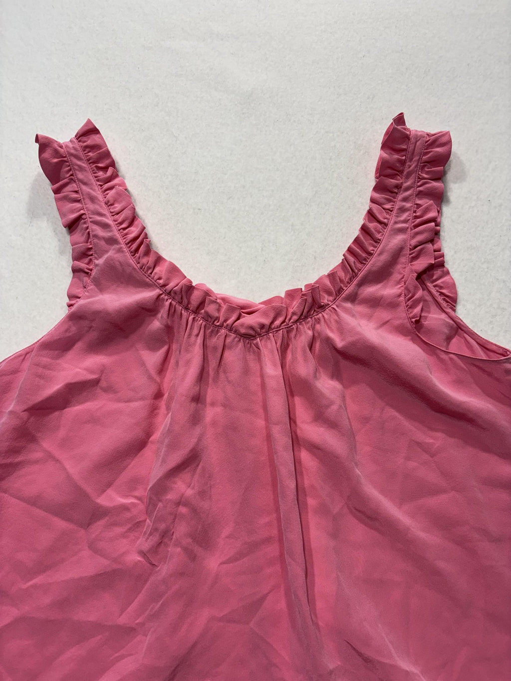 Rebecca Taylor Tank Womens 8 Pink Silk Scoop Neck Ruffle Chiffon Sleeveless Top