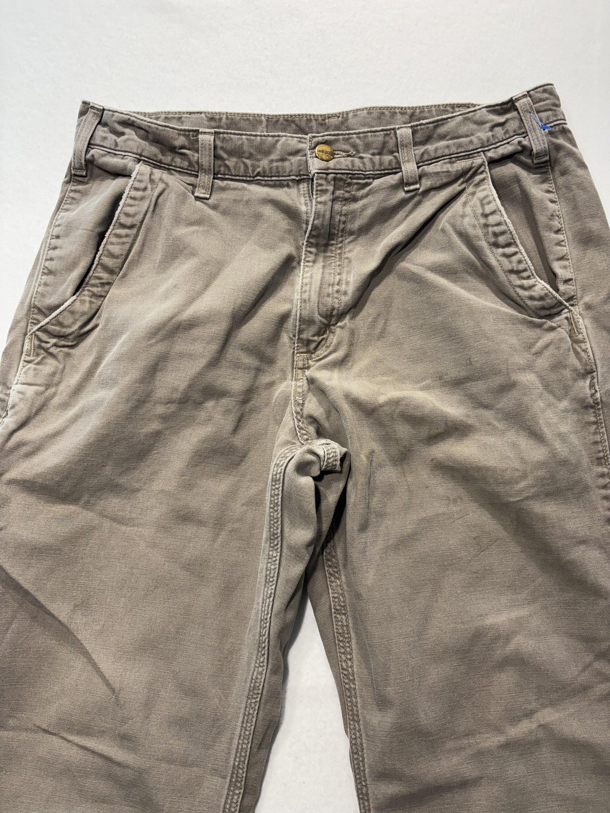 Carhartt Carpenter Pants Mens 34x32 Beige Relaxed Fit Canvas Workwear Casual