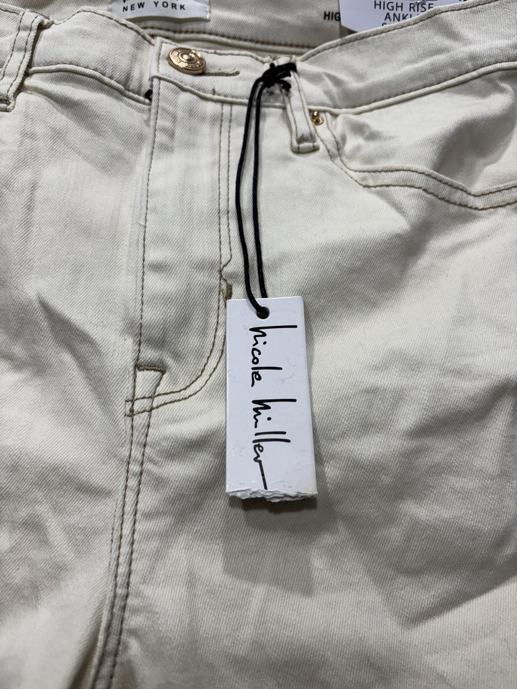 Nicole Miller Soho High Rise Ankle Skinny Jeans Womens 10 Winter White 32x27