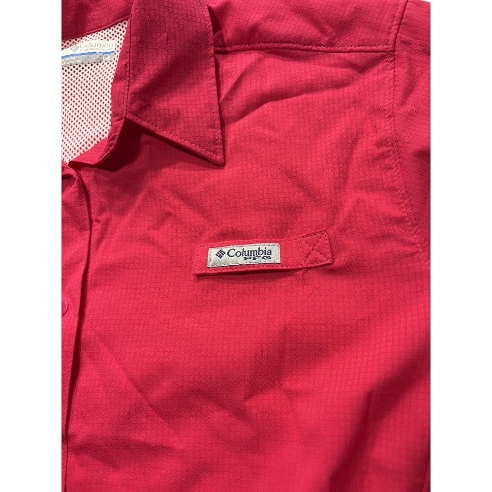Columbia PFG Mens Large Red Long Sleeve Vented Fishing Button Up Shirt