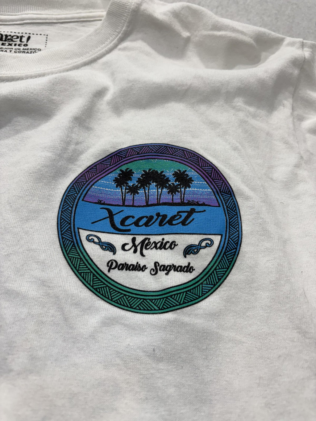 Xcaret Mexico Shirt Mens Medium White Long Sleeve Paraiso Sagrado Graphic Tee
