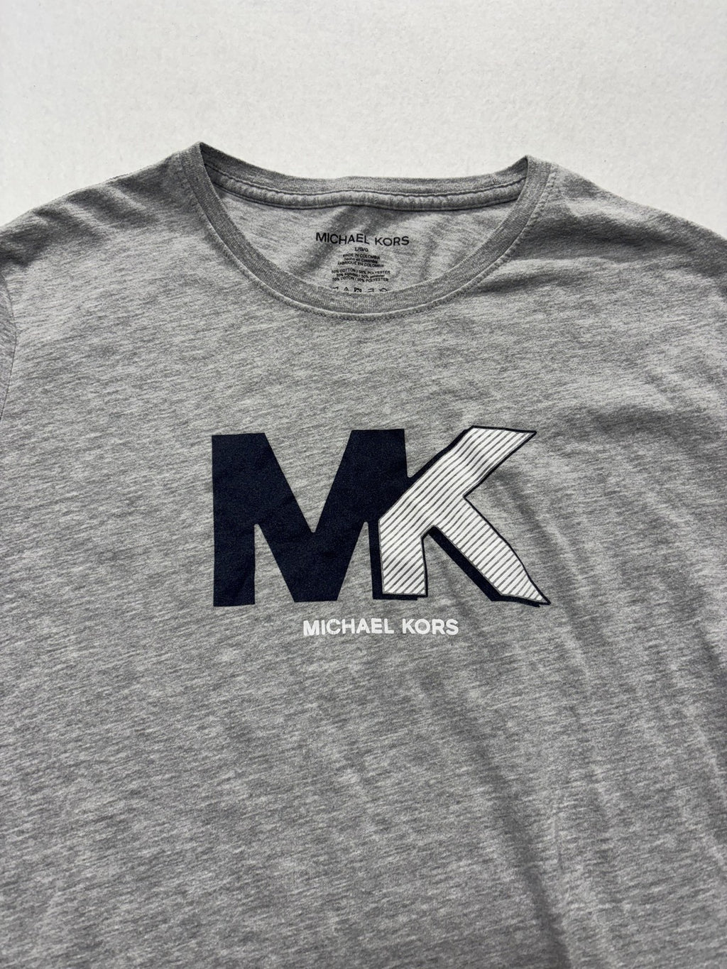 Michael Kors Shirt Mens Large Gray MK Logo Graphic Long Sleeve Crewneck Tee