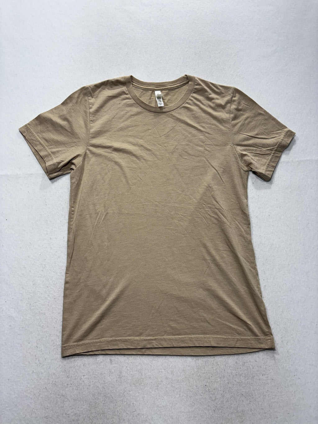 Bella + Canvas Shirt Mens Medium Beige Crew Neck Short Sleeve Basic Tee Casual