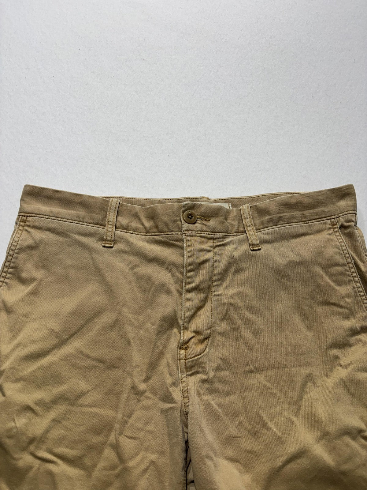 Madewell Chino Shorts Mens 33 Beige 7" Inseam Stretch Flat Front Casual