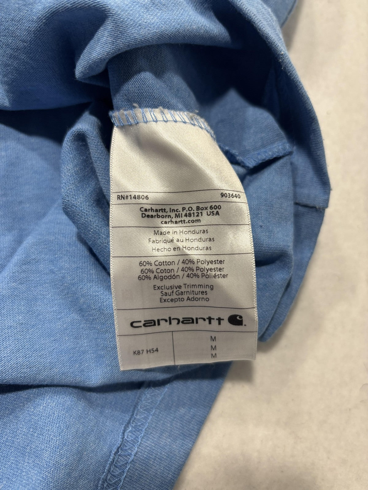 Carhartt Shirt Mens Medium Blue K87 Loose Fit Pocket T-Shirt Short Sleeve