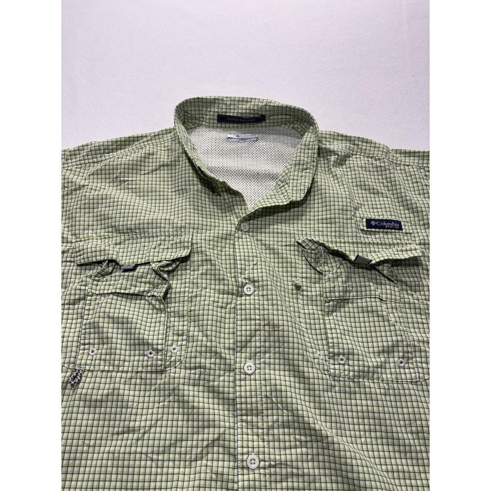 Columbia PFG Super Bahama Shirt Mens 2XL Green Short Sleeve Fishing Button Up