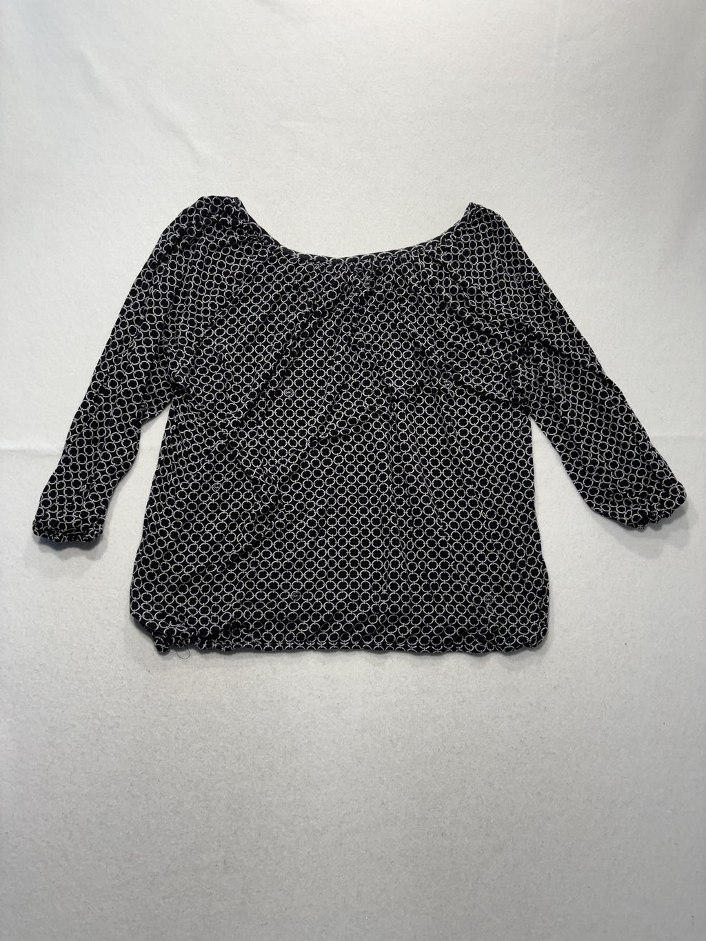MICHAEL Michael Kors Blouse Womens XL Black Geometric Scoop Neck 3/4 Sleeve