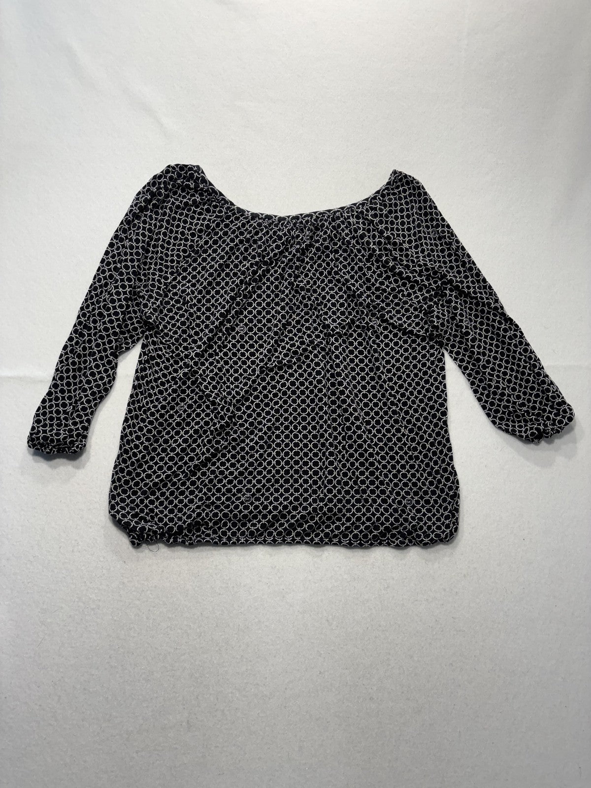 MICHAEL Michael Kors Blouse Womens XL Black Geometric Scoop Neck 3/4 Sleeve