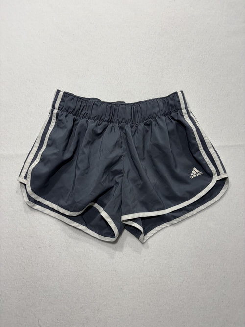 Adidas Running Shorts Womens Large Gray Striped 3" Inseam Lightweight Athletic