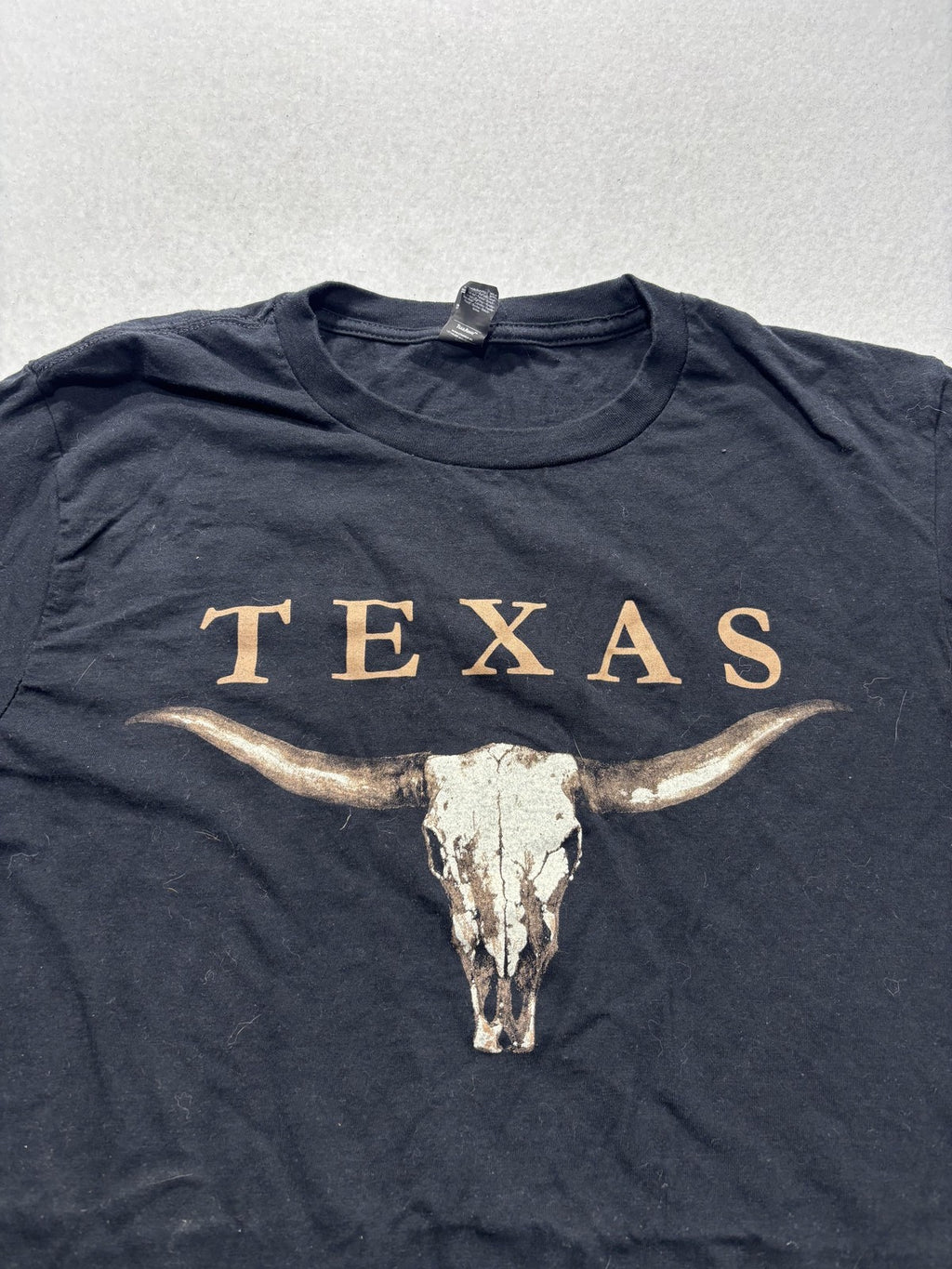 Anvil Shirt Mens Small Black Texas Longhorn Skull Graphic Tee Western State