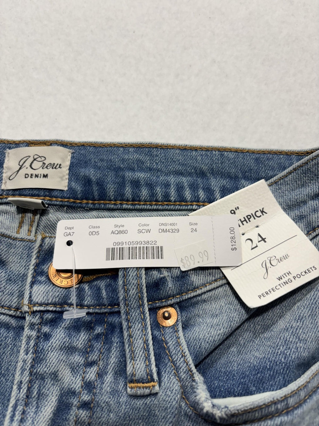 J.Crew 9" Toothpick Jeans Womens 24 Blue Medium Wash Mid Rise Skinny Stretch