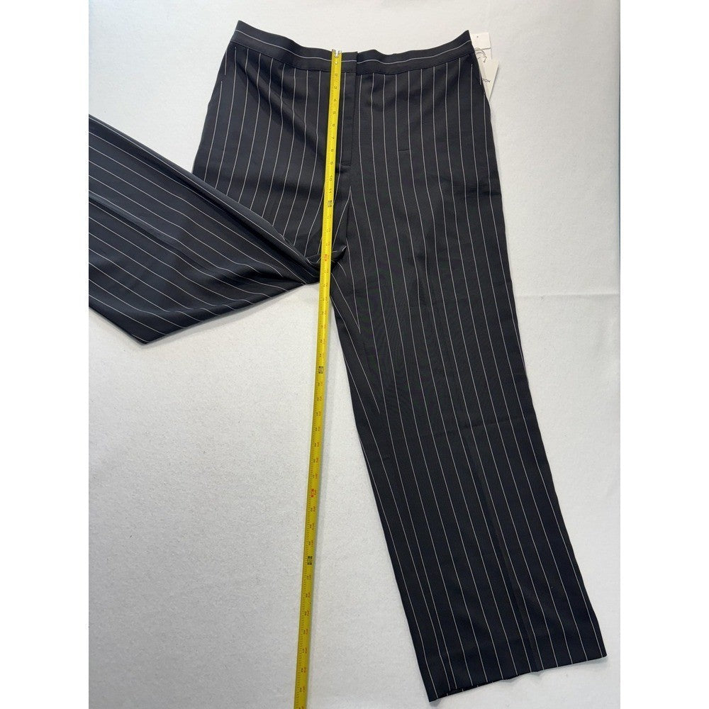 Nordstrom Penelope Pinstripe Wide Leg Dress Pants Black Womens XXL N0501923MI