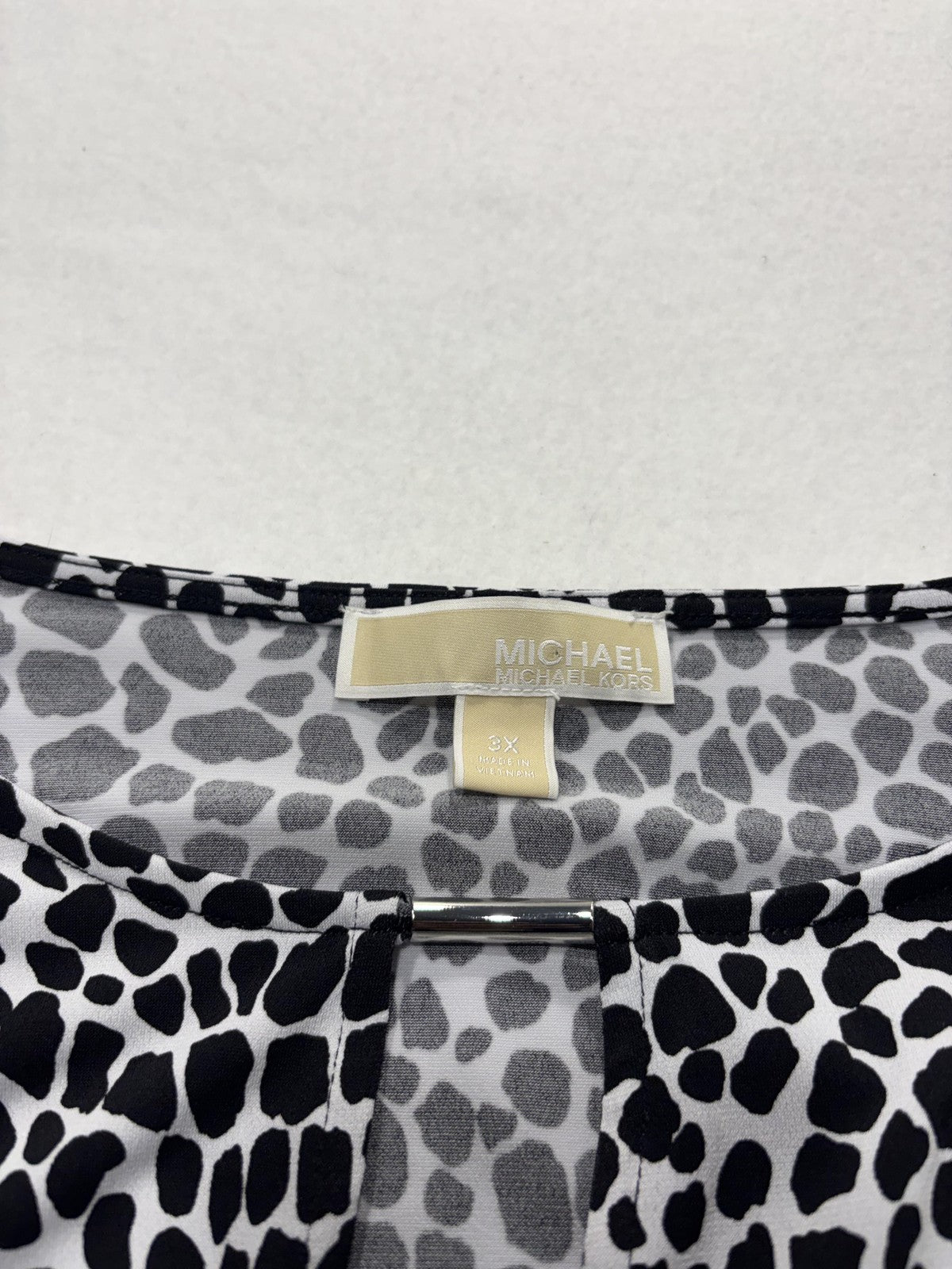 MICHAEL Michael Kors Blouse Womens 3X Black Animal Print Scoop Neck Tunic Top