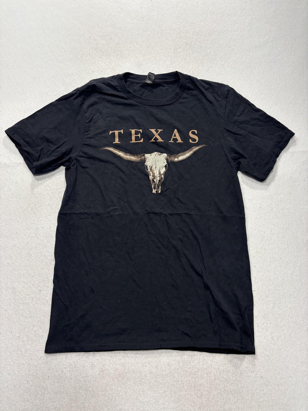 Anvil Shirt Mens Small Black Texas Longhorn Skull Graphic Tee Western State