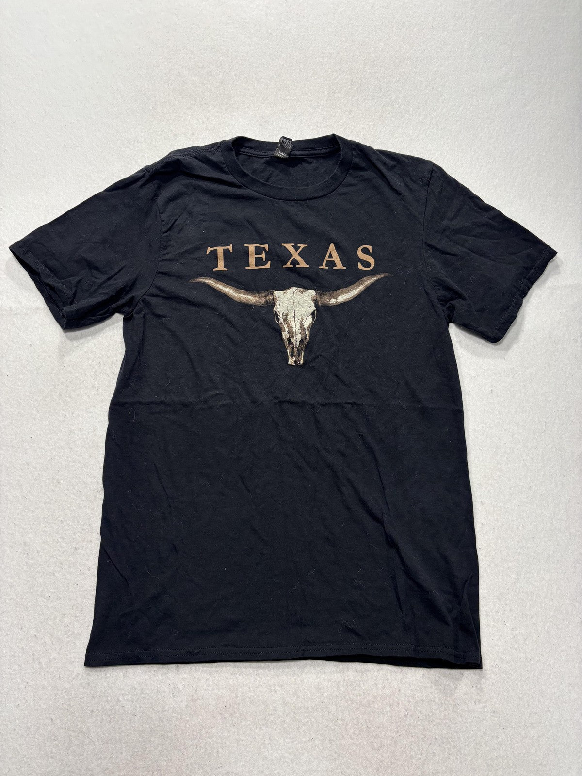 Anvil Shirt Mens Small Black Texas Longhorn Skull Graphic Tee Western State