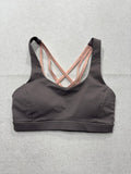Lululemon Sports Bra Womens 4 Gray Pink Strappy Crossback Medium Support Yoga