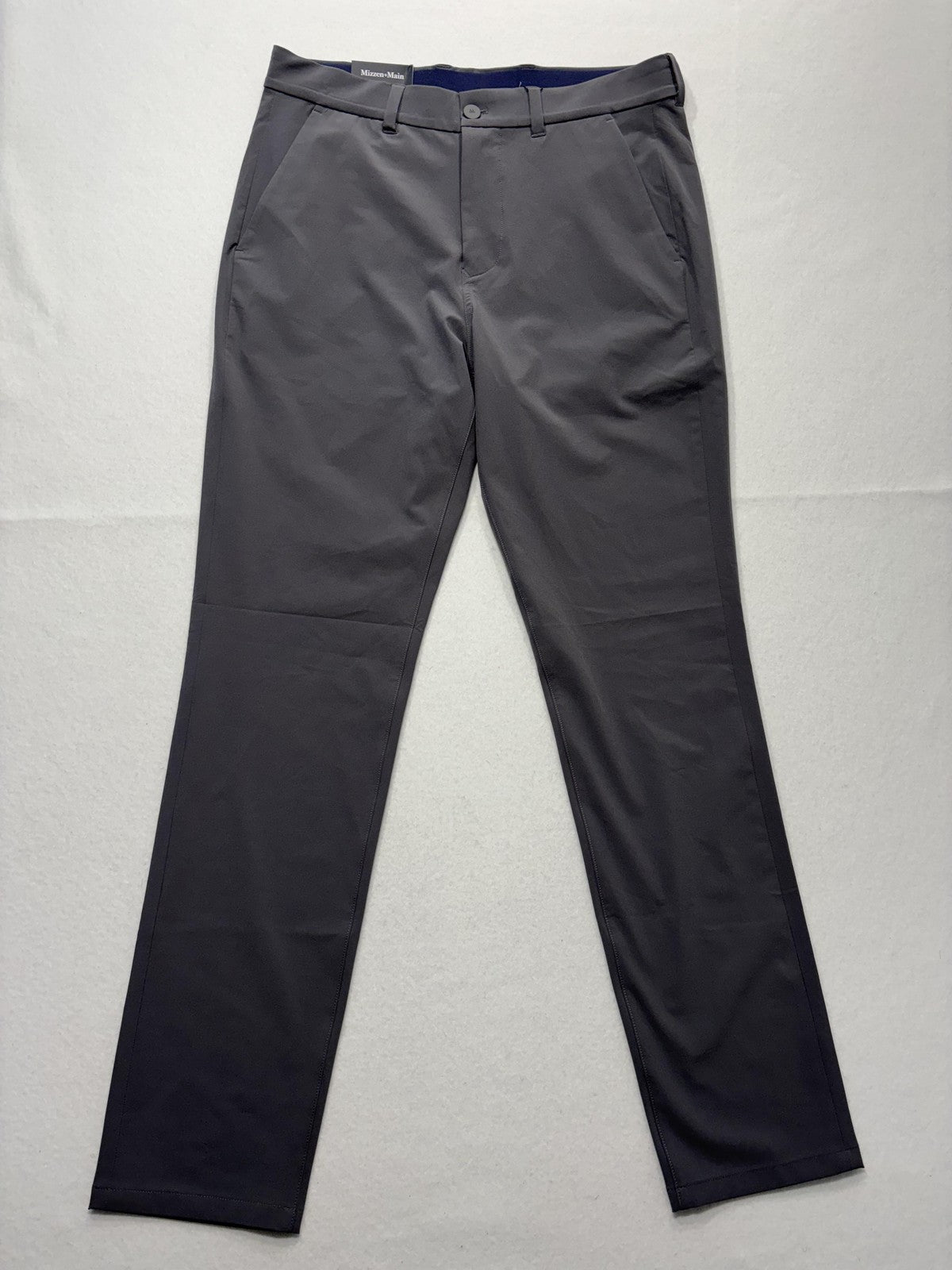 Mizzen+Main Helmsman Chino Pants Mens 32x32 Gray Slim Stretch Travel Casual