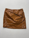 BEC + BRIDGE Skirt Womens 6 Brown Copper Faux Leather Asymmetric Drape Mini Zip