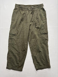 Gap Cargo Pants Womens M Petite Green Twill Crop Elastic Waist Pull On Relaxed
