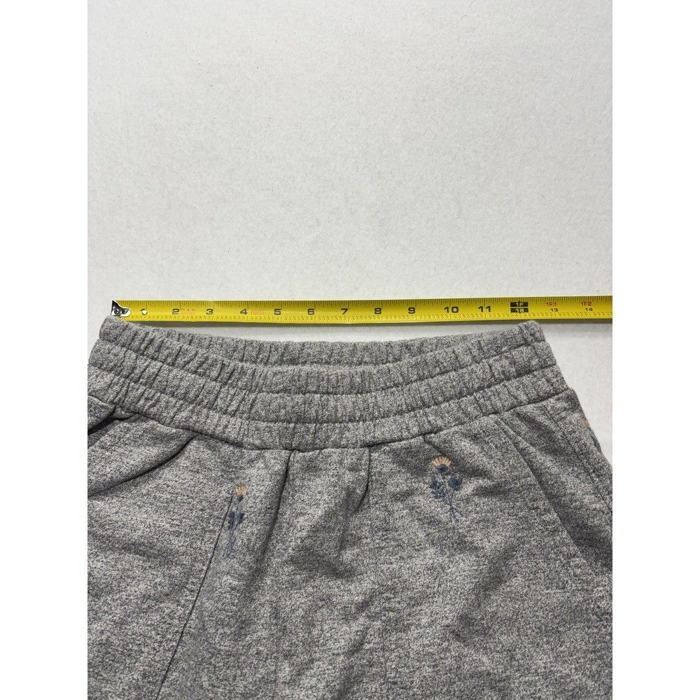AG Sweat Shorts Womens Small Gray Embroidered Floral Knit Casual Elastic Waist